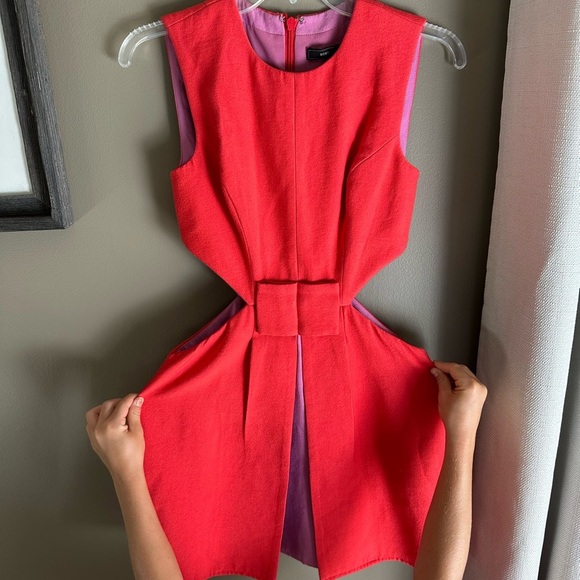 BCBGMaxAzria Orange Sheath Mini Dress Crew Neck Sleeveless - Picture 1 of 5